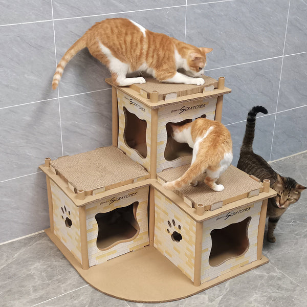 RASCADOR PARA GATOS ESQUINERO DE 2 PISOS