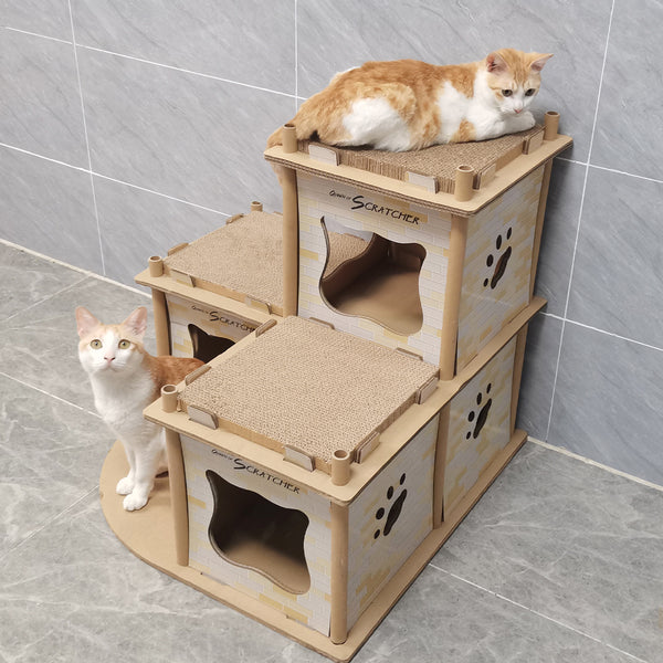 RASCADOR PARA GATOS ESQUINERO DE 2 PISOS