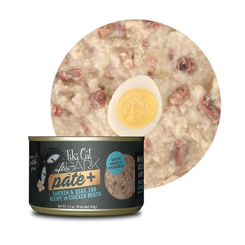 LATA TIKI CAT AFTER DARK PATE+ POLLO & HUEVO DE CODORNIZ 80 GR.
