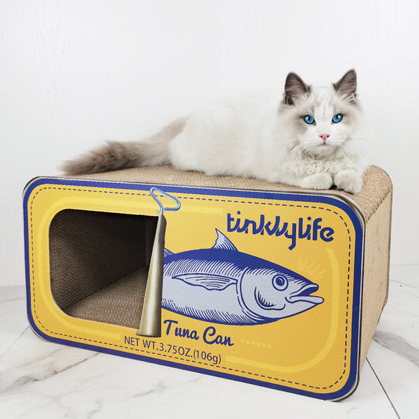 RASCADOR PARA GATOS LATA DE ATÚN AMARILLA