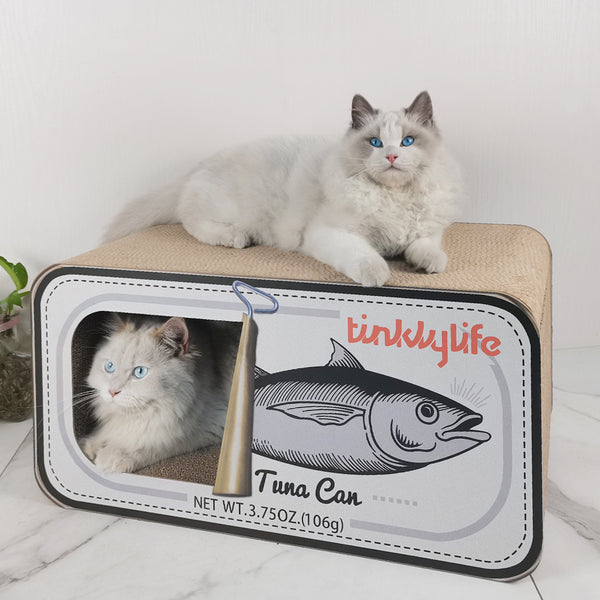 RASCADOR PARA GATOS LATA DE ATÚN BLANCA