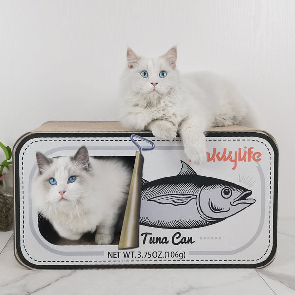 RASCADOR PARA GATOS LATA DE ATÚN BLANCA