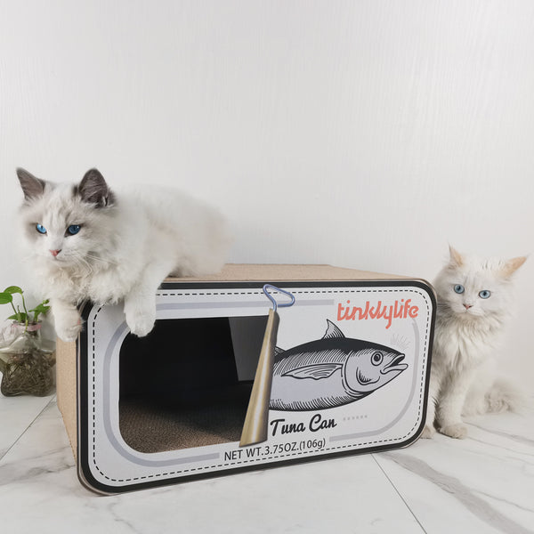 RASCADOR PARA GATOS LATA DE ATÚN BLANCA