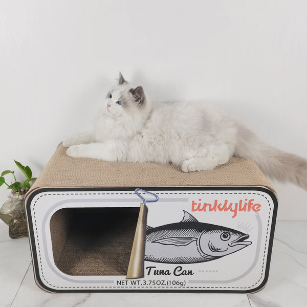 RASCADOR PARA GATOS LATA DE ATÚN BLANCA