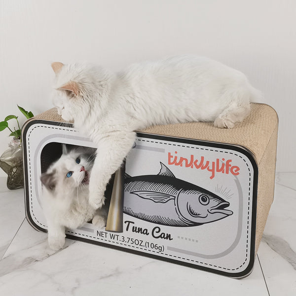 RASCADOR PARA GATOS LATA DE ATÚN BLANCA