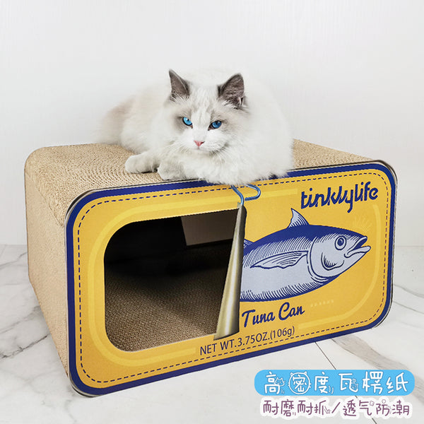 RASCADOR PARA GATOS LATA DE ATÚN AMARILLA