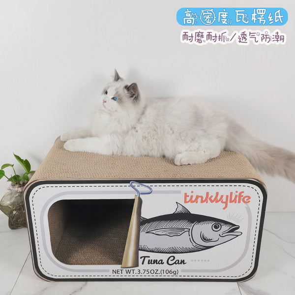 RASCADOR PARA GATOS LATA DE ATÚN BLANCA