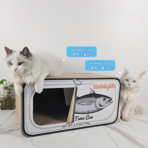 RASCADOR PARA GATOS LATA DE ATÚN BLANCA