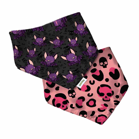 BANDANA HALLOWEEN REVERSIBLE MUERCIELAGO Y PRINT ROSADO