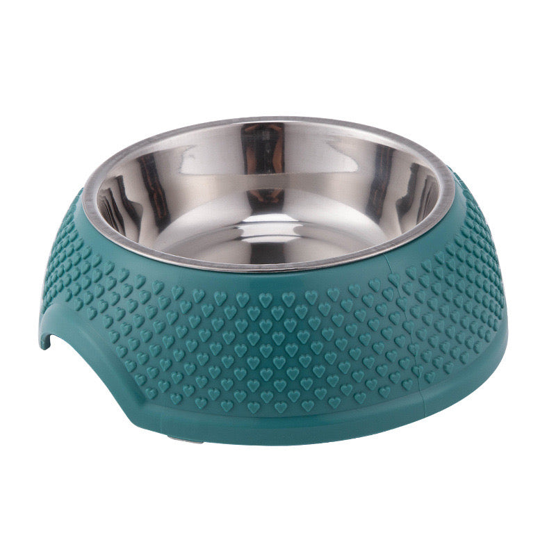 PLATO CORAZON ANTIDESLIZANTE CON BOWL DE ACERO