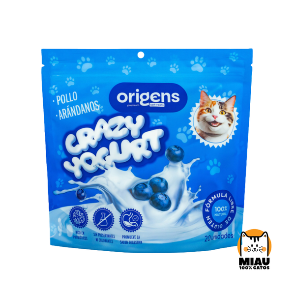 Snack para Gatos Crazy Yogurt Pollo y Arándanos x 20 und – Natural, Digestivo y Delicioso (Copia) (Copia)