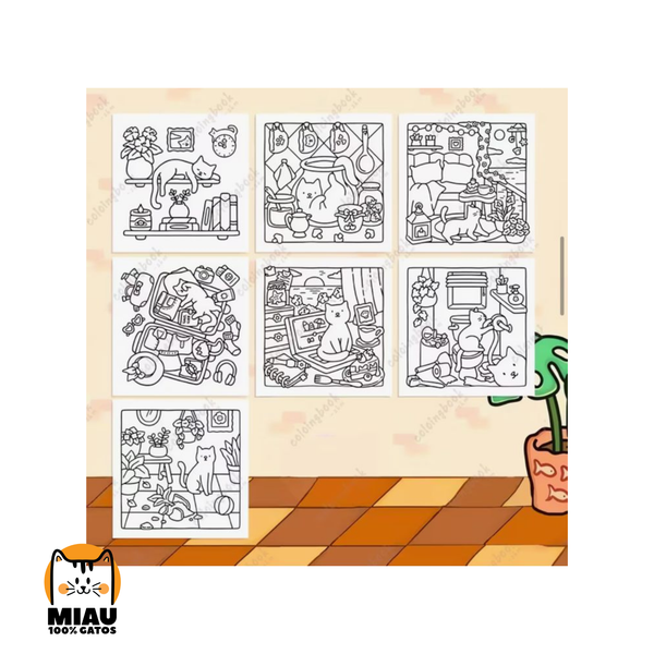 LIBRO PARA COLOREAR DE GATOS CAT MOMENTS