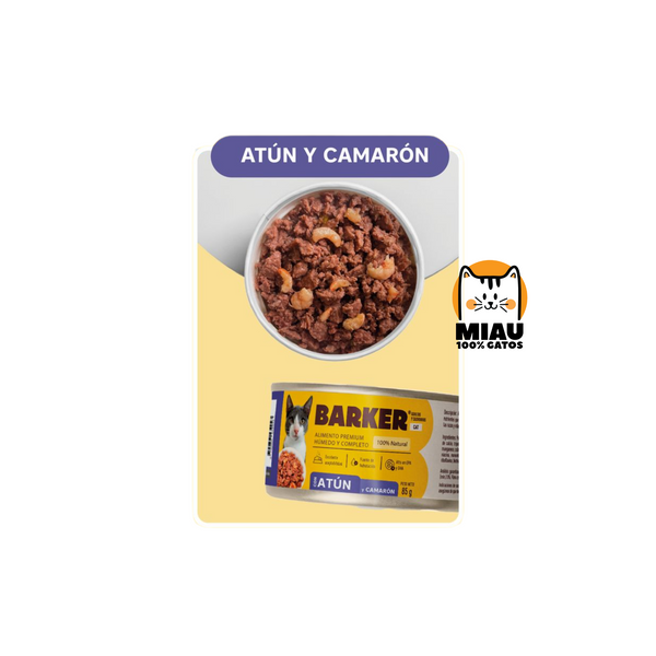 LATA BARKER GATO ATÚN Y CAMARÓN 85 GR