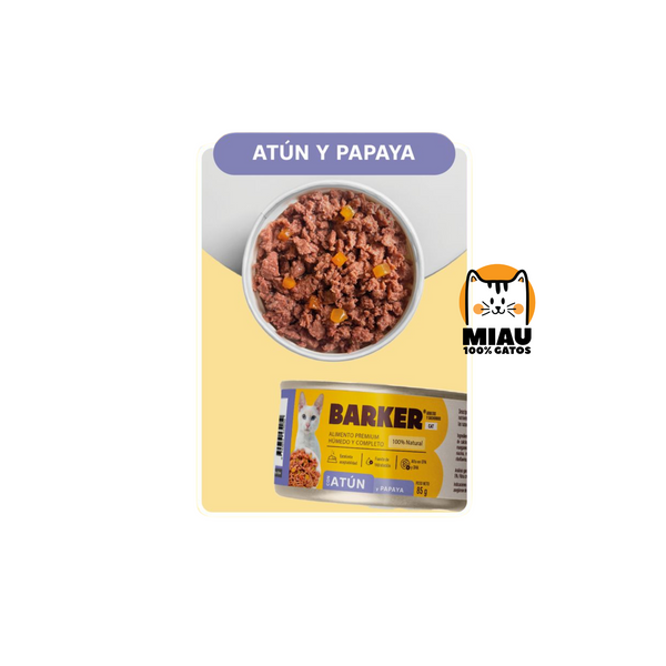 LATA BARKER GATO ATÚN Y PAPAYA 85 GR
