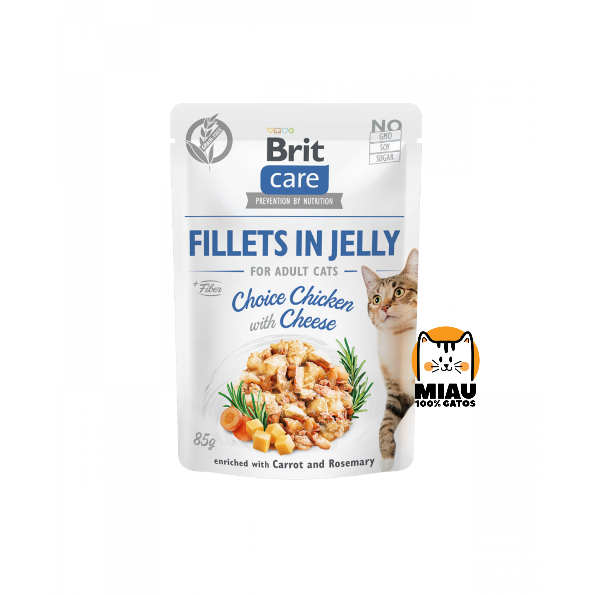 SACHET BRIT CARE FILLETS POLLO Y QUESO 85 GR