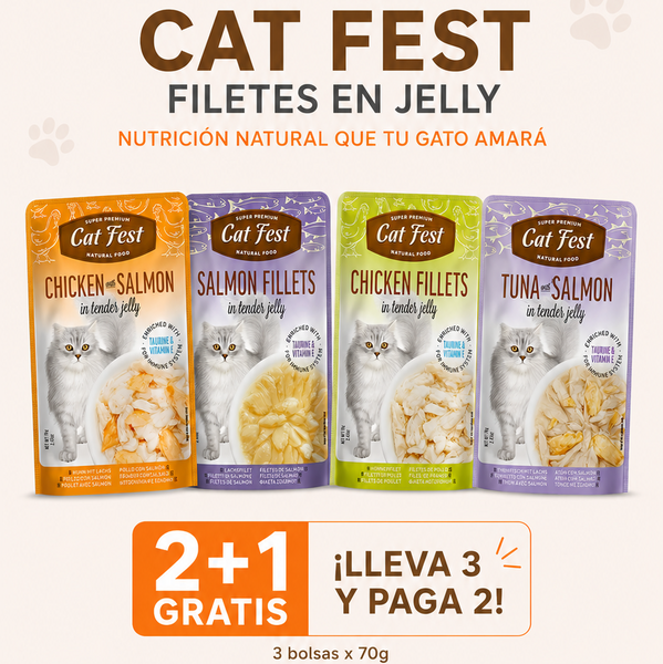 PROMO 2 + 1 CAT FEST SOBRES X 70 GR