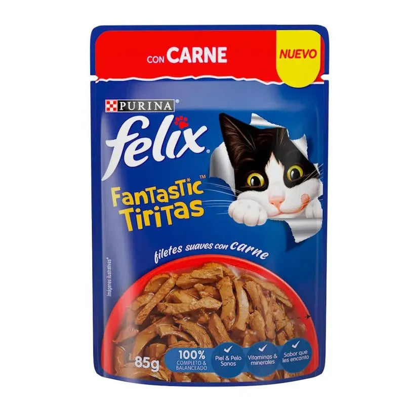 FELIX FANTASTIC CON TIRITAS DE CARNE 85 GR