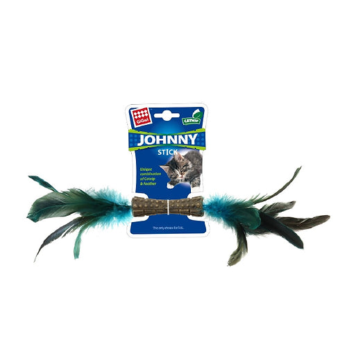 CATNIP JOHNNY STICK CON DOBLE PLUMA NATURAL - GIGWI