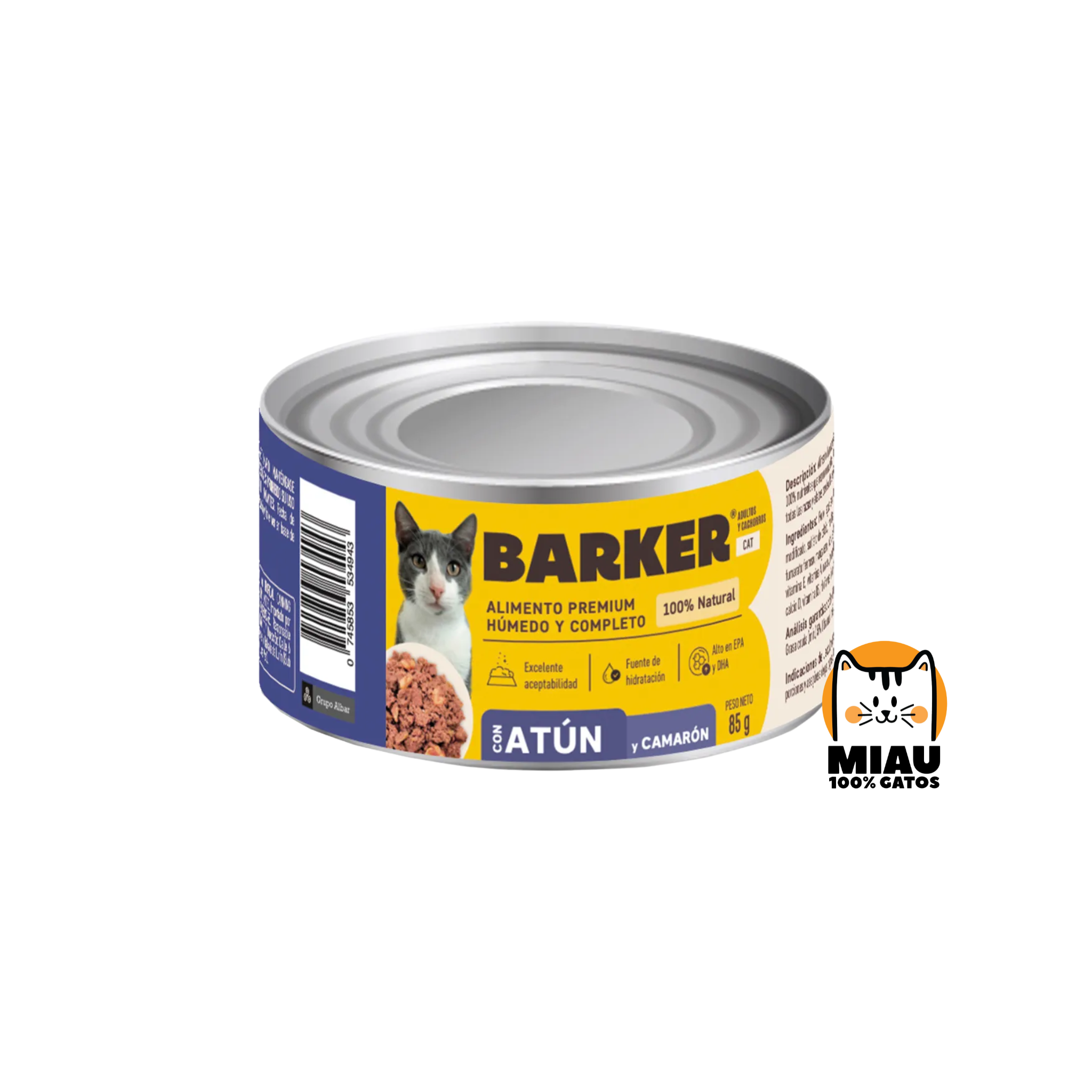 LATA BARKER GATO ATÚN Y CAMARÓN 85 GR