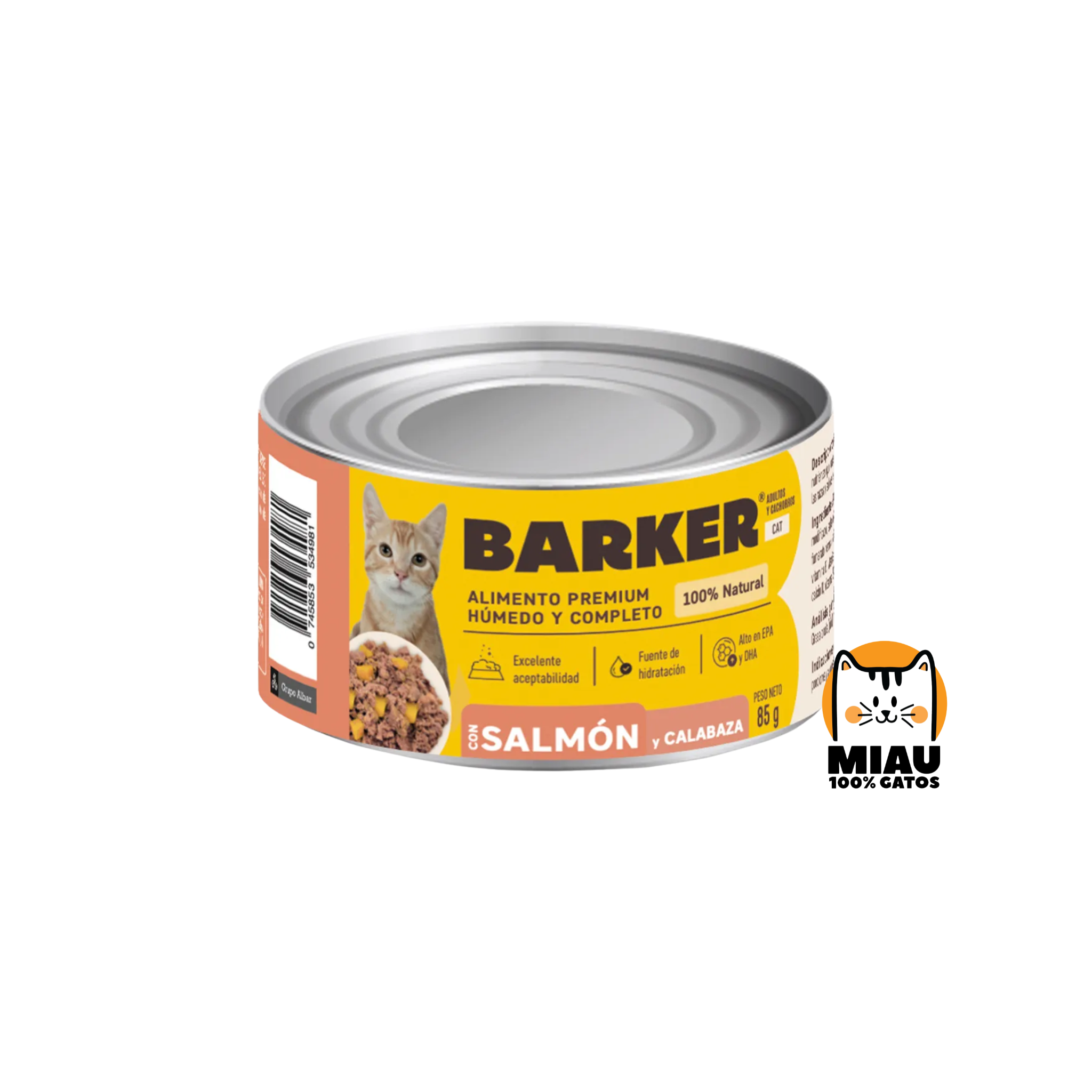 LATA BARKER GATO SALMÓN Y CALABAZA 85 GR