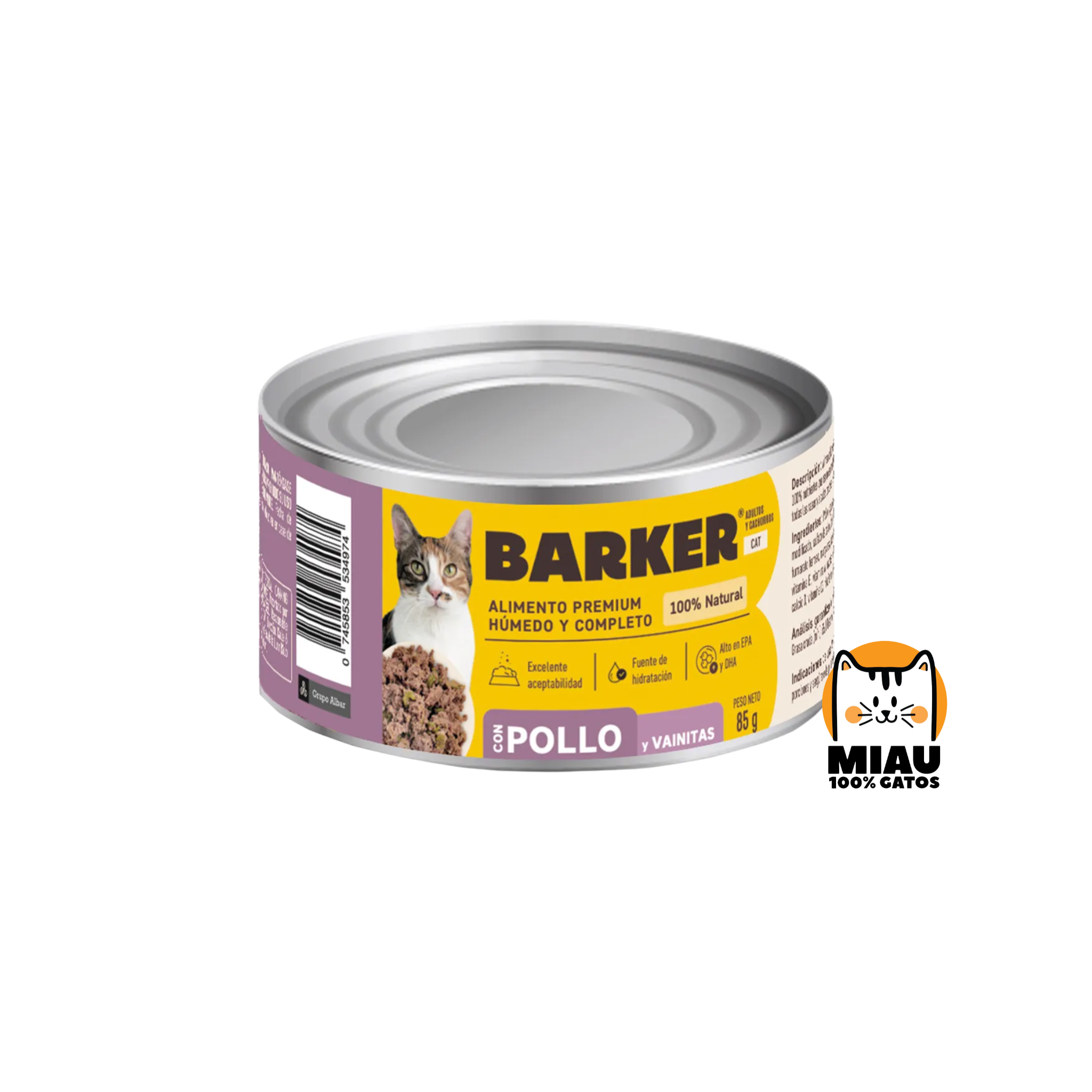 LATA BARKER GATO POLLO Y VAINITAS 85 GR