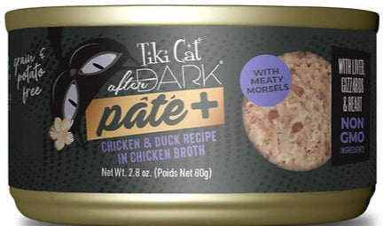 LATA TIKI CAT AFTER DARK PATE+ POLLO & PATO 80 GR.