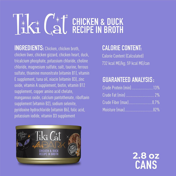 LATA TIKI CAT AFTER DARK POLLO & PATO 80 GR.