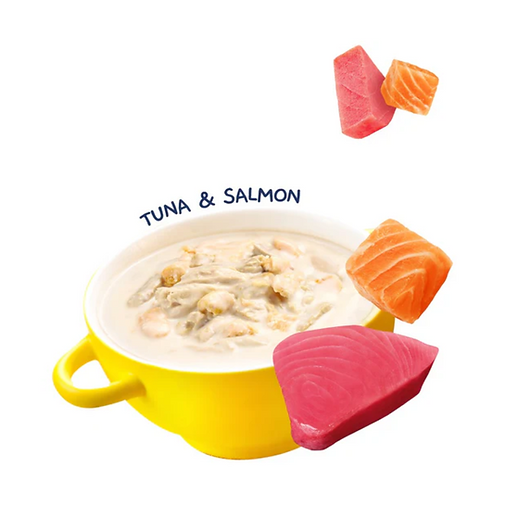 SOPITAS CREMOSAS MOOCHIE PARA GATO CON ATÚN Y SALMÓN 40 GR.