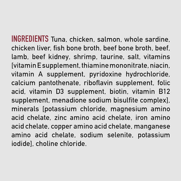 ORIJEN LATA PARA GATOS ADULTOS ATÚN, SALMÓN Y CARNE DE RES ENTREE IN BONE BROTH