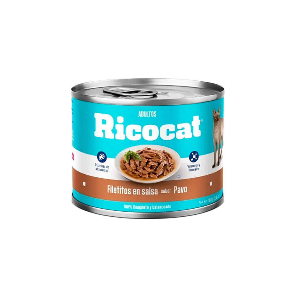 RICOCAT ADULTO FILETITOS EN SALSA SABOR PAVO LATA X 160 GR