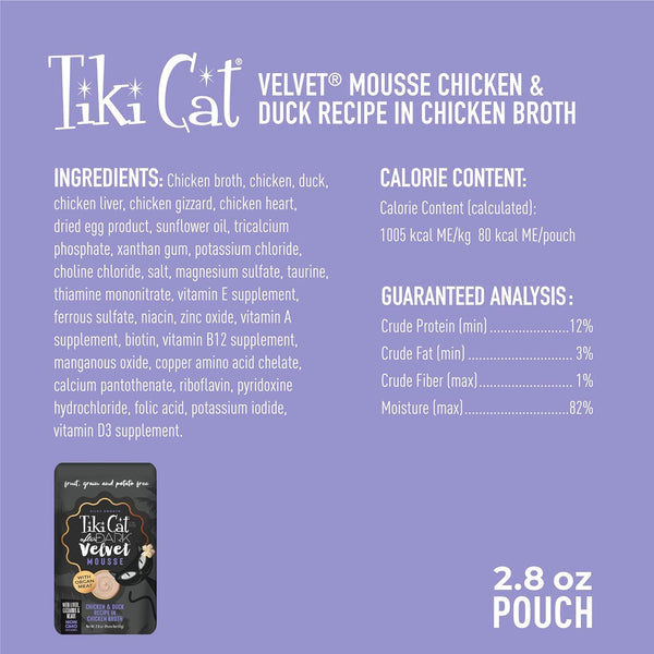 SACHET TIKI CAT AFTER DARK VELVET MOUSSE POLLO Y PATO  80 GR.