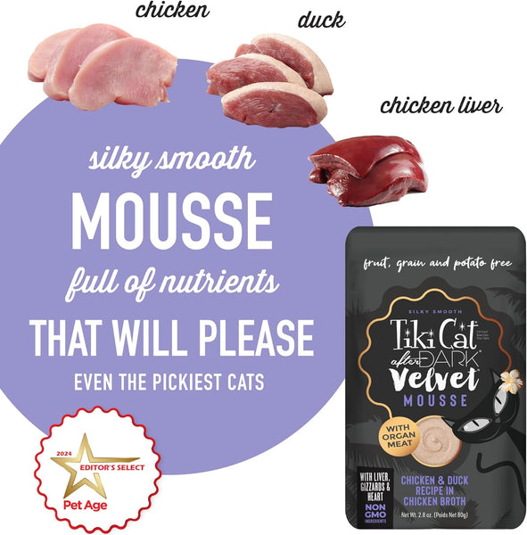 SACHET TIKI CAT AFTER DARK VELVET MOUSSE POLLO Y PATO  80 GR.