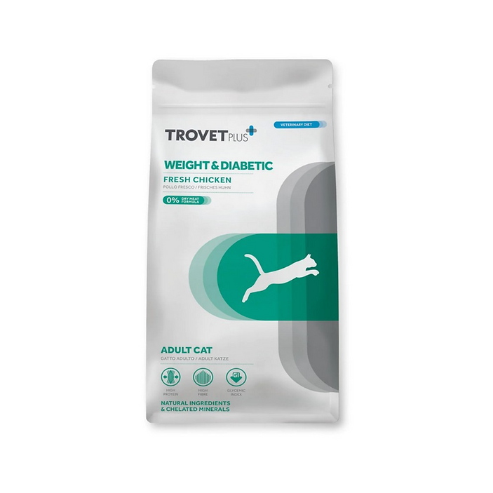 TROVET PLUS GATO ADULTO WEIGHT & DIABETIC FRESH CHICKEN VETERINARY DIET 2.5 KG