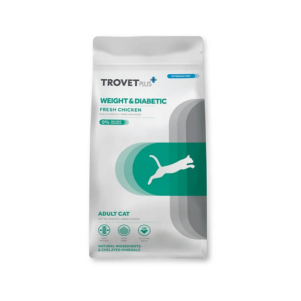 TROVET PLUS GATO ADULTO WEIGHT & DIABETIC FRESH CHICKEN VETERINARY DIET 2.5 KG
