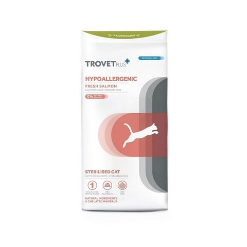 TROVET PLUS GATO ESTERILIZADO HIPOALERGÉNICO FRESH SALMON VETERINARY DIET 2.5 KG.