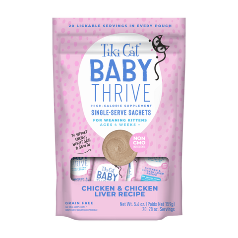 TIKI CAT BABY THRIVE POLLO & HIGADO DE POLLO X 20 SACHETS