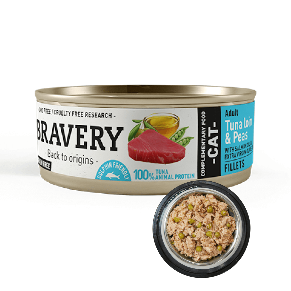 LATA BRAVERY -LOMO DE ATUN Y GUISANTES GATO ADULTO