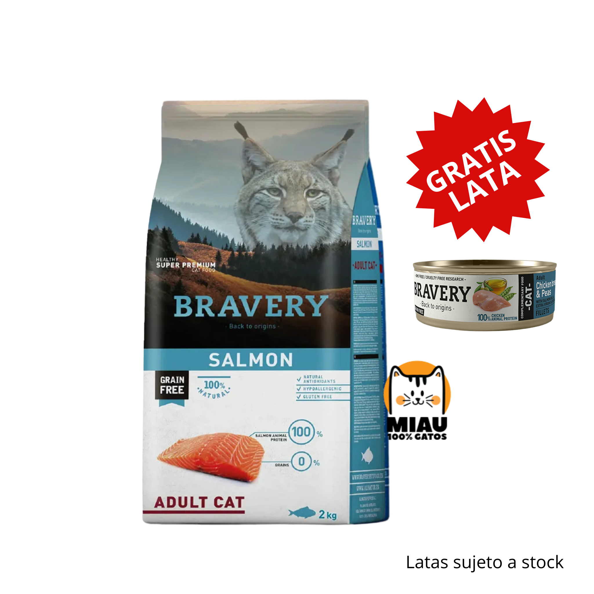 BRAVERY SALMÓN GATO ADULTO 2 KG