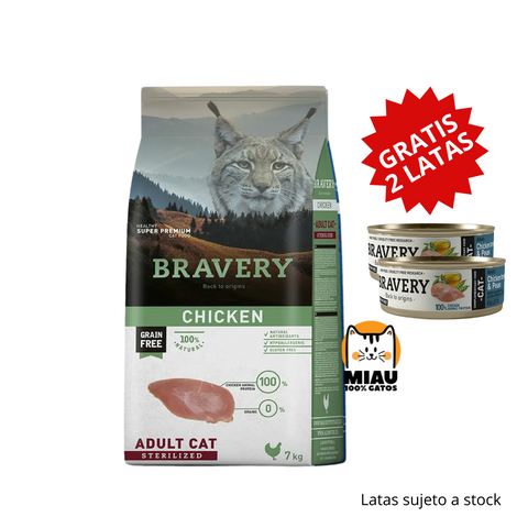 BRAVERY POLLO - GATO ADULTO ESTERILIZADO 7 KG