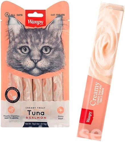 WANPY PARA GATOS TREAT CREMOSO ATUN Y SALMÓN