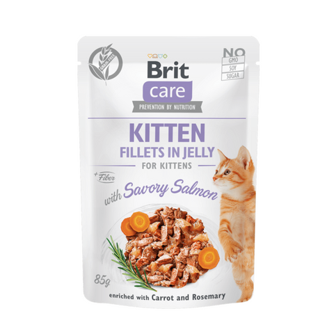 SACHET BRIT CARE FILLETS KITTEN SALMÓN JELLY