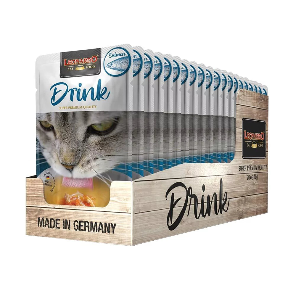 LEONARDO DRINK SALMÓN PARA GATOS ADULTOS 40GR X CAJA 20UND
