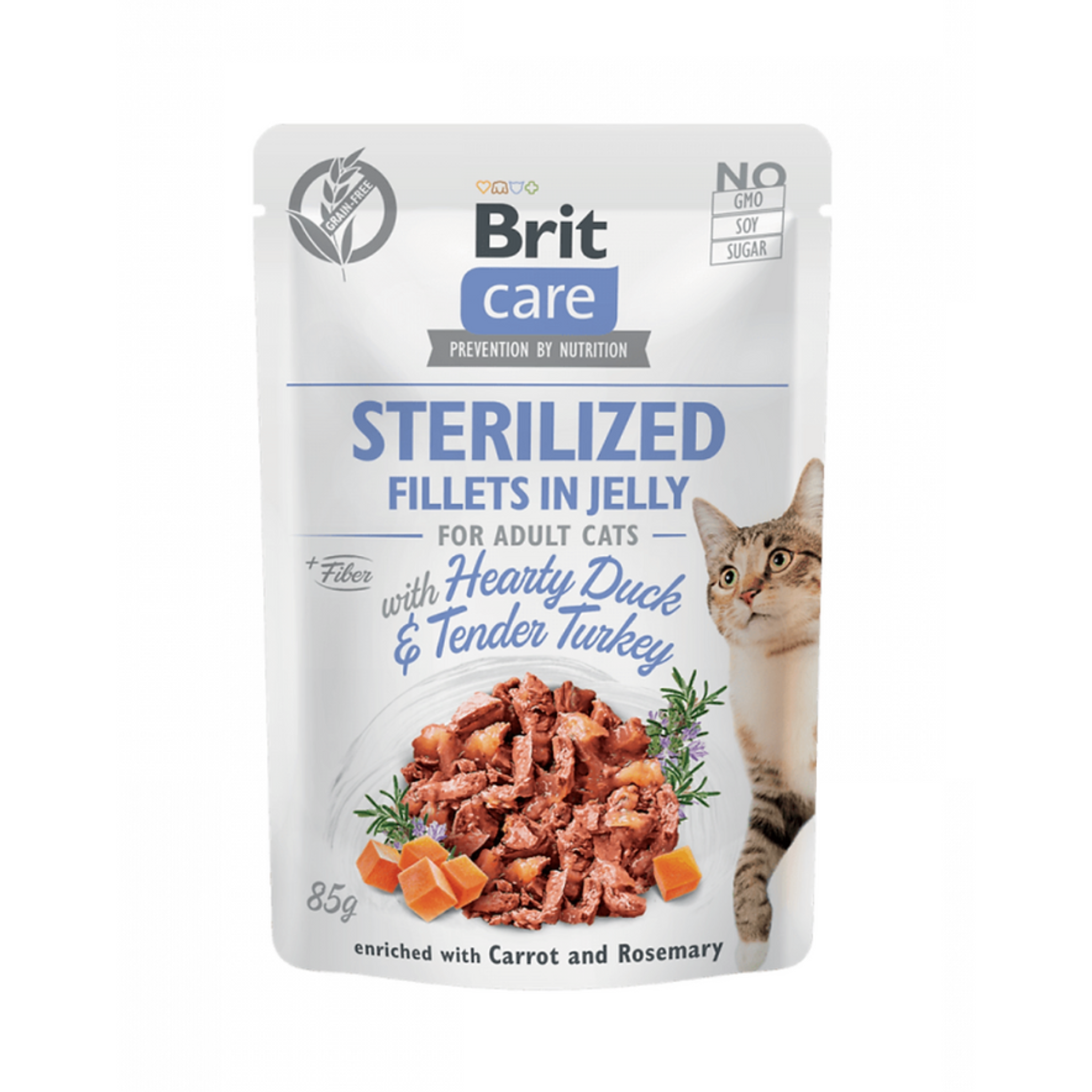 SACHET BRIT CARE FILLETS GATO ESTERILIZADO PATO Y PAVO JELLY