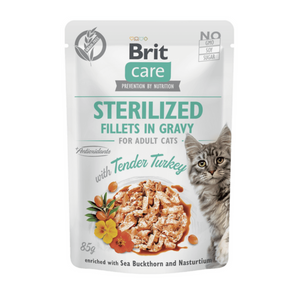 SACHET BRIT CARE FILLETS GATO ESTERILIZADO PAVO GRAVY