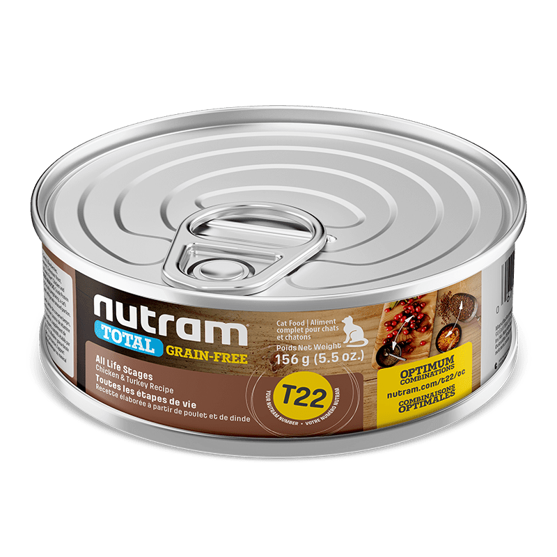 LATA PARA GATOS NUTRAM T22 LIBRE DE GRANOS POLLO & PAVO