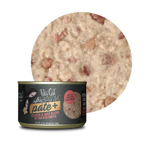 LATA TIKI CAT AFTER DARK PATE+ POLLO & CARNE 80 GR.