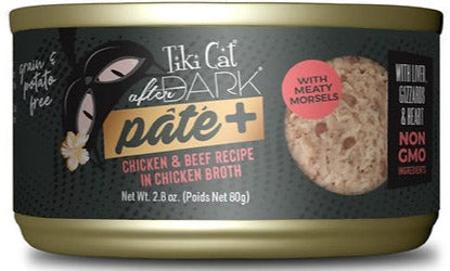 LATA TIKI CAT AFTER DARK PATE+ POLLO & CARNE 80 GR.