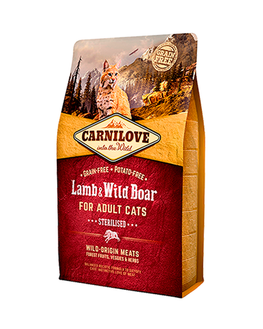 ALIMENTO CARNILOVE GRAIN FREE LAMB & WILD BOAR ESTERILIZADOS