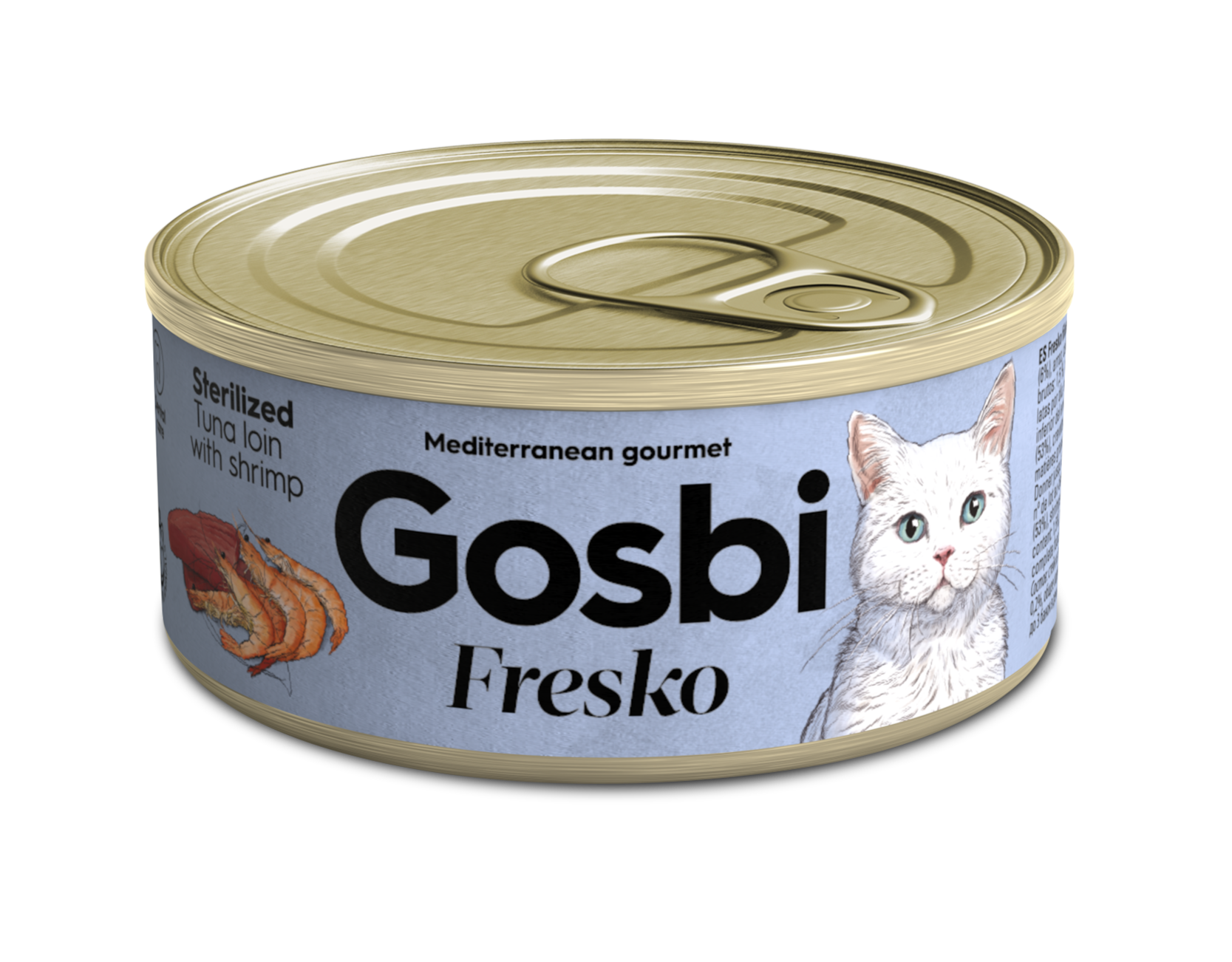 LATA GOSBI GATOS ESTERILIZADOS ATÚN Y CAMARÓN
