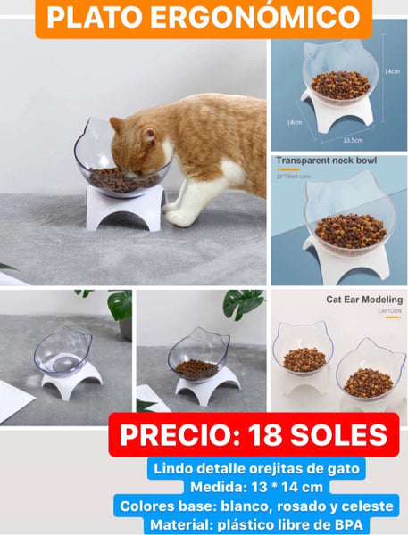 PLATO ERGONOMICO OREJITAS GATO